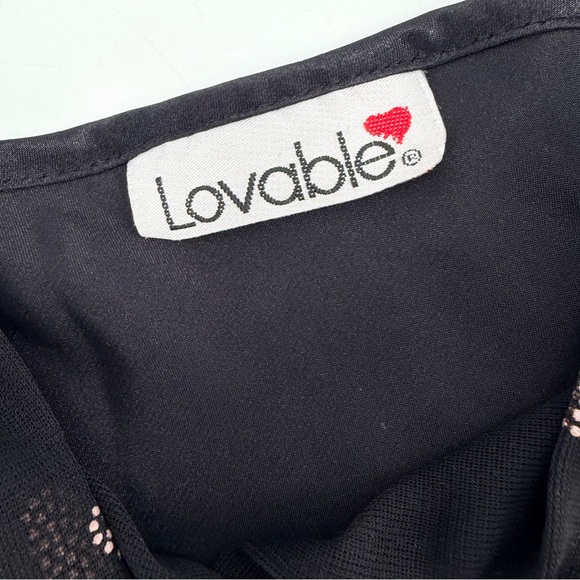 Vintage Y2K Sexy Black Heart Mini Slip Dress Lingerie Loveable Whimsygoth - Picture 3 of 4